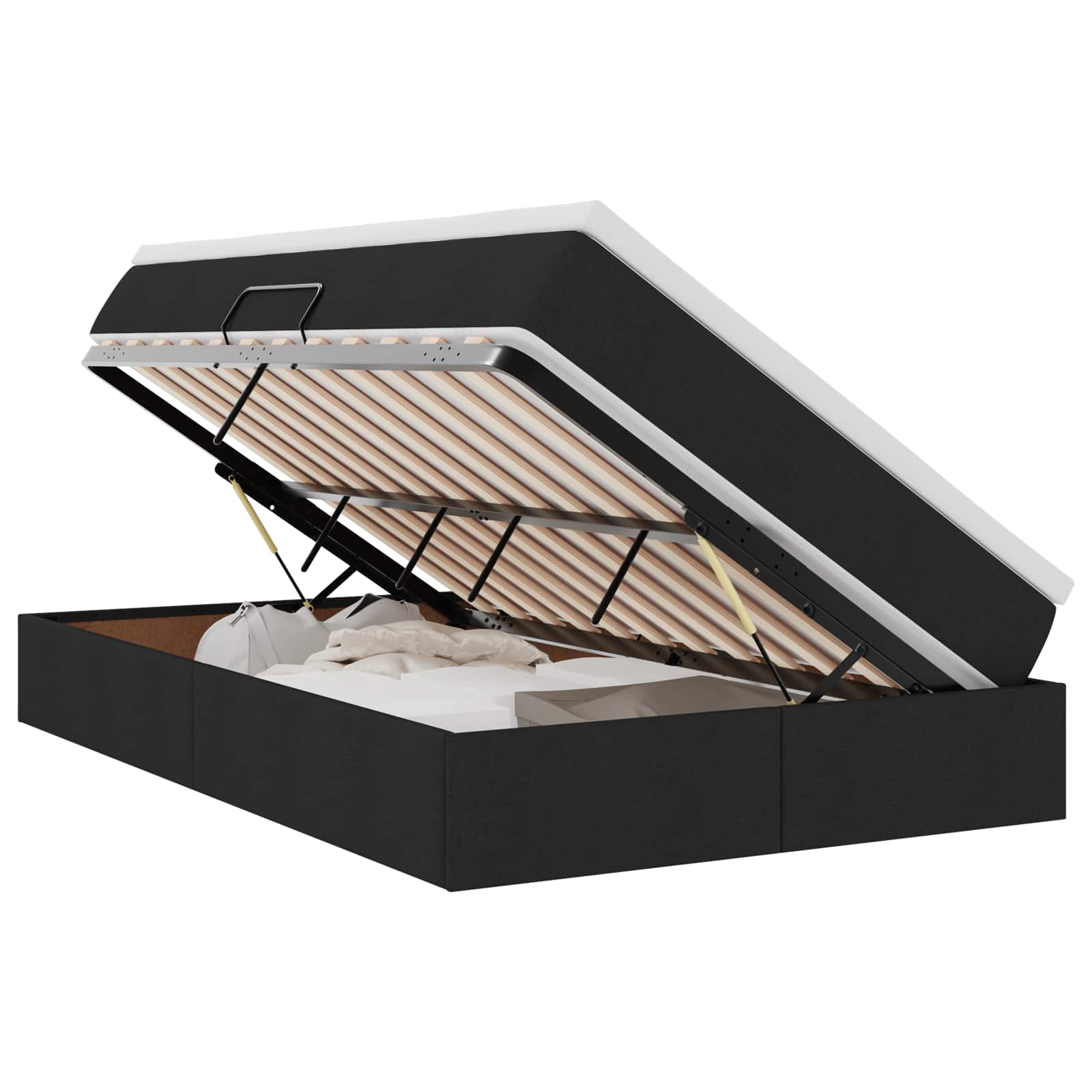 Lit avec rangement et matelas Noir 120 x 200 cm Polyester - XIOS