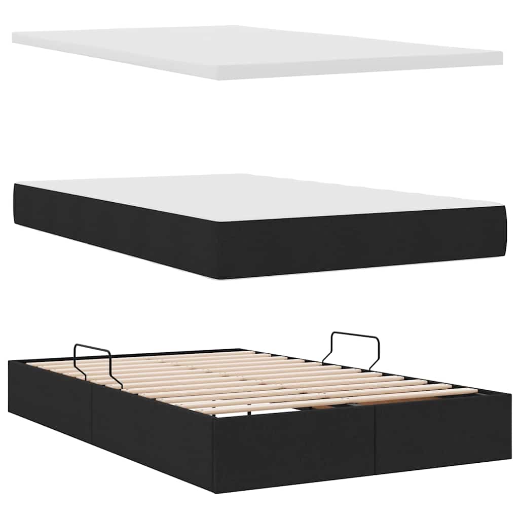 Lit avec rangement et matelas Noir 120 x 200 cm Polyester - XIOS