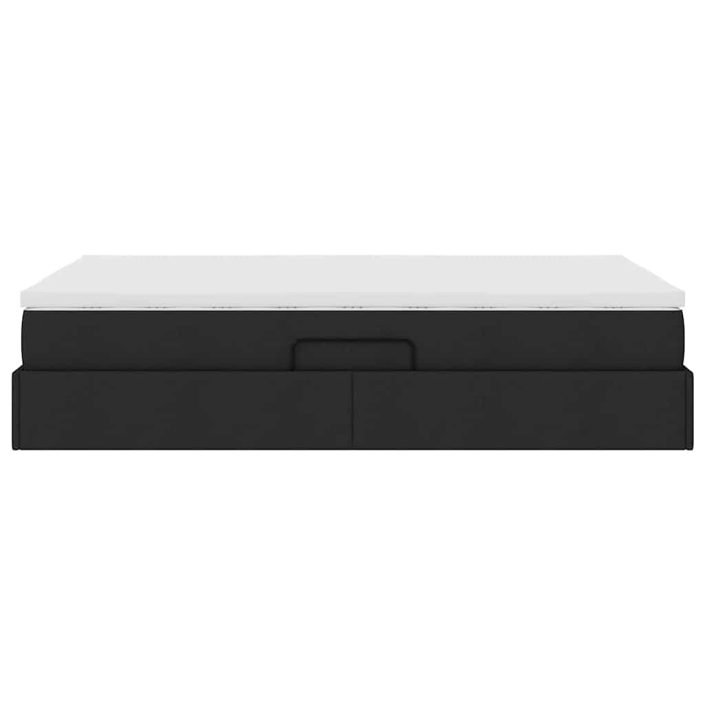 Lit avec rangement et matelas Noir 120 x 200 cm Polyester - XIOS