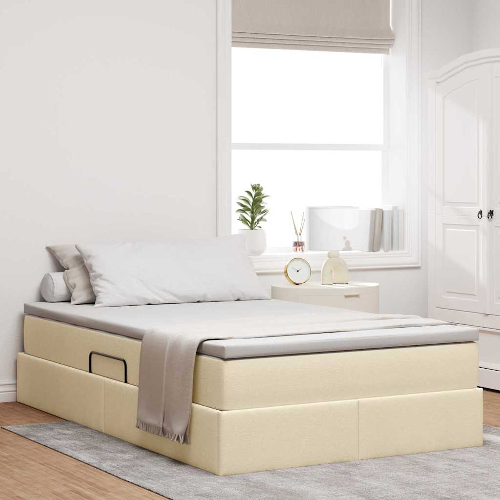 Lit avec rangement et matelas Crème 120 x 200 cm Polyester - XIOS