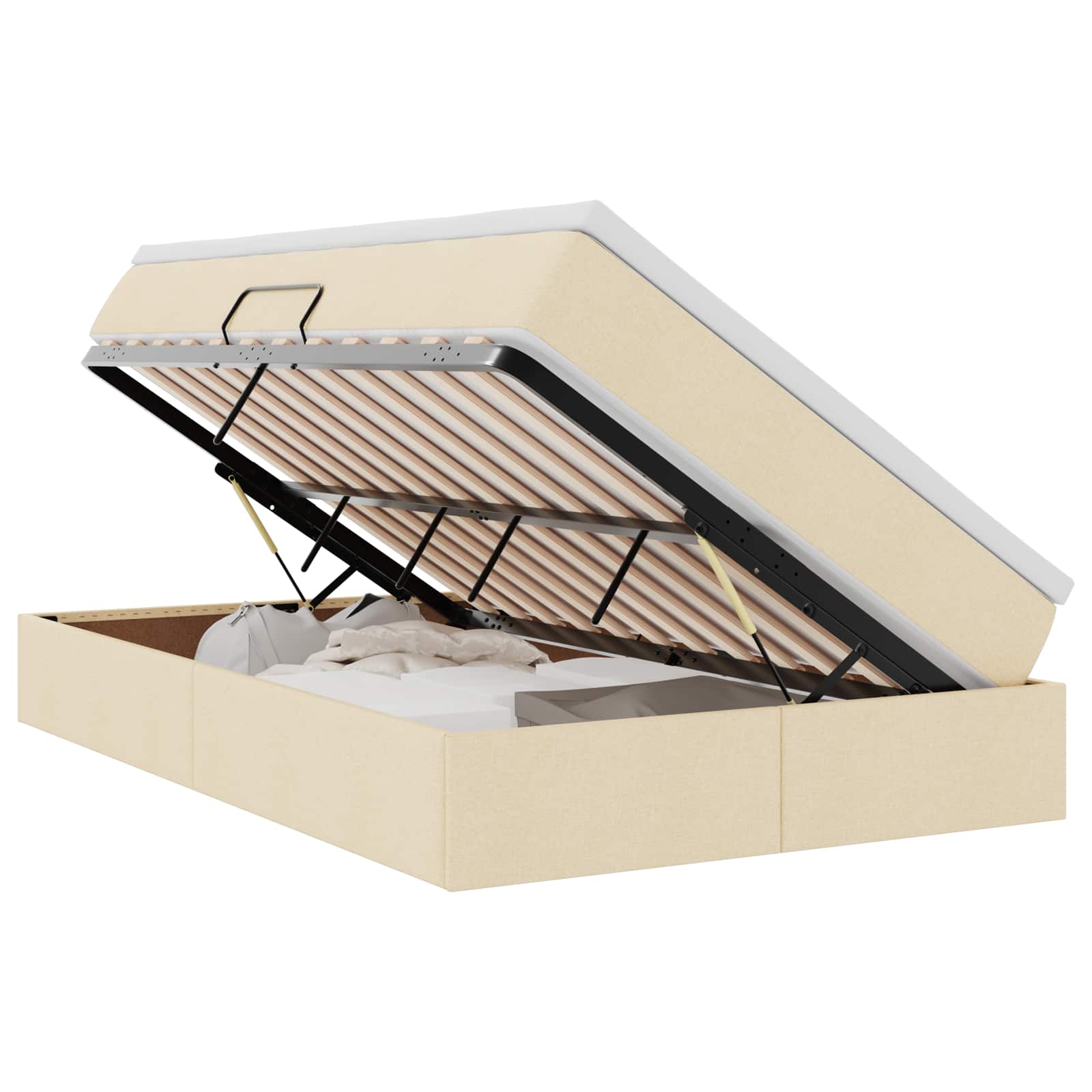 Lit avec rangement et matelas Crème 120 x 200 cm Polyester - XIOS