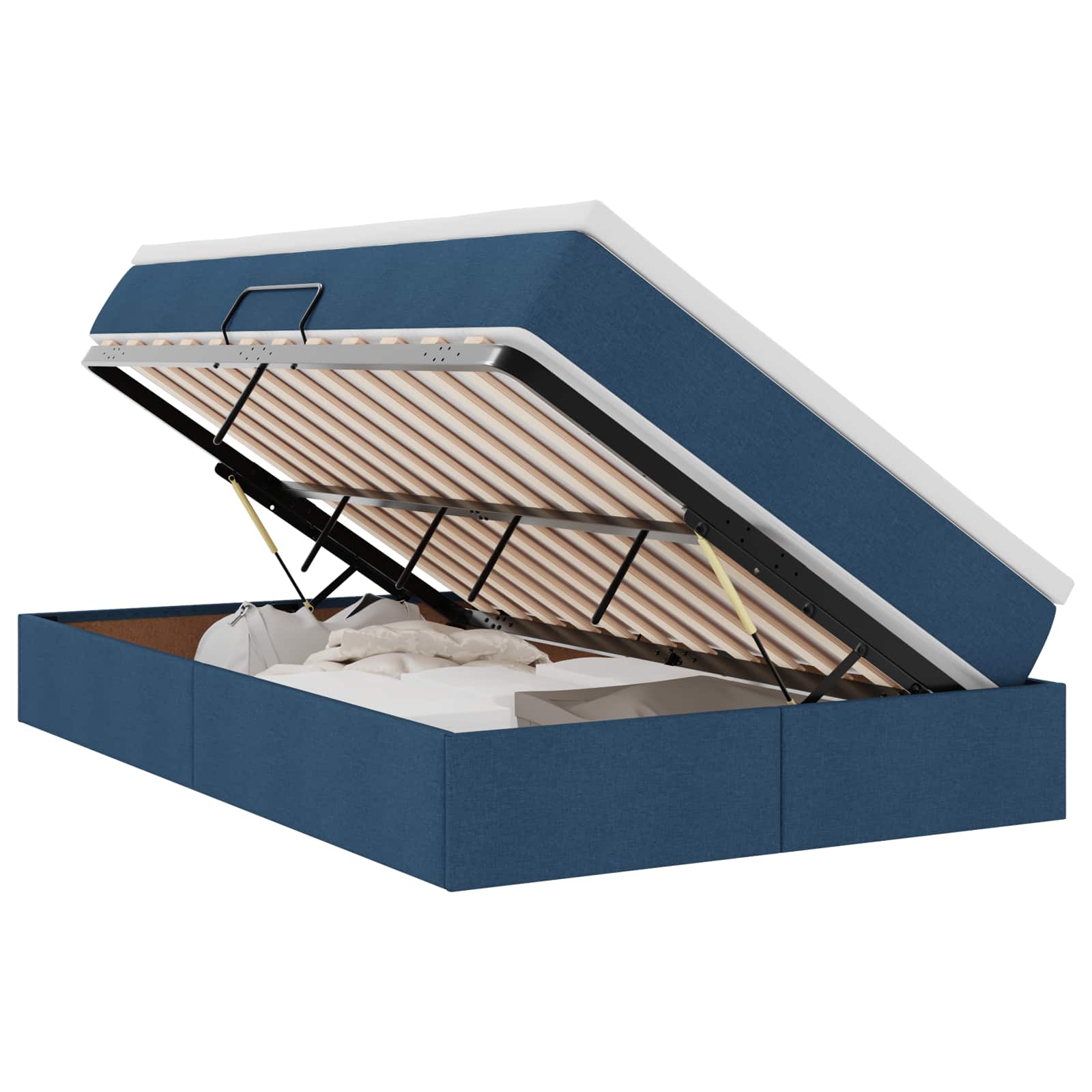 Lit avec rangement et matelas Bleu 120 x 200 cm Polyester - XIOS