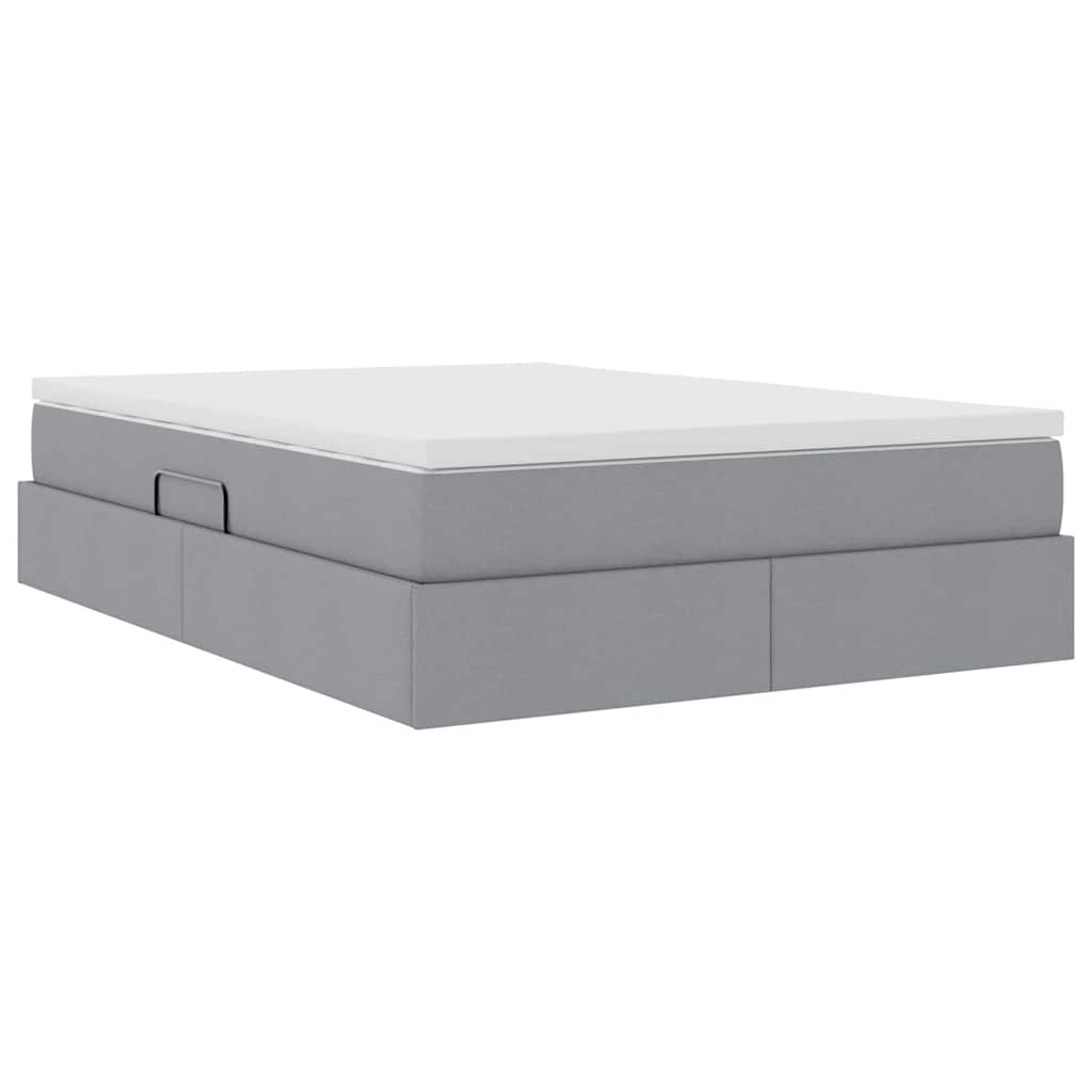 Lit avec rangement et matelas Gris clair 140 x 190 cm Polyester - XIOS