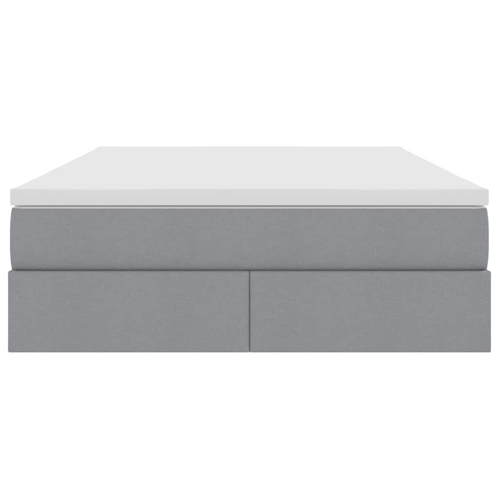 Lit avec rangement et matelas Gris clair 140 x 190 cm Polyester - XIOS