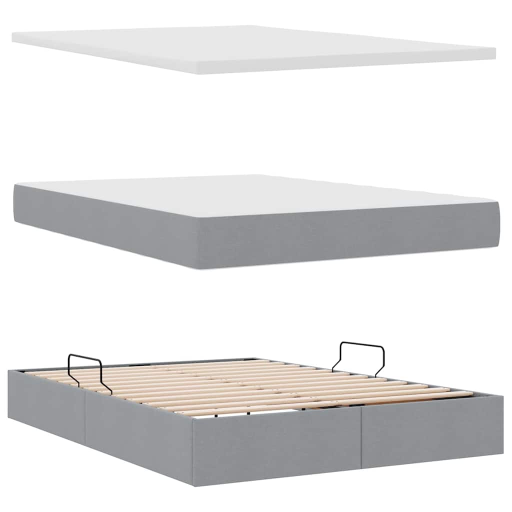 Lit avec rangement et matelas Gris clair 140 x 190 cm Polyester - XIOS