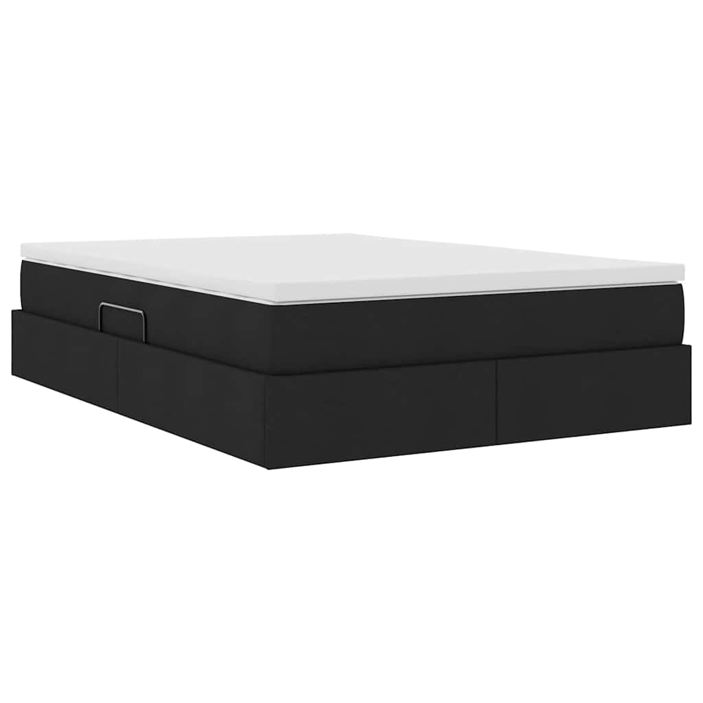 Lit avec rangement et matelas Noir 140 x 190 cm Polyester - XIOS