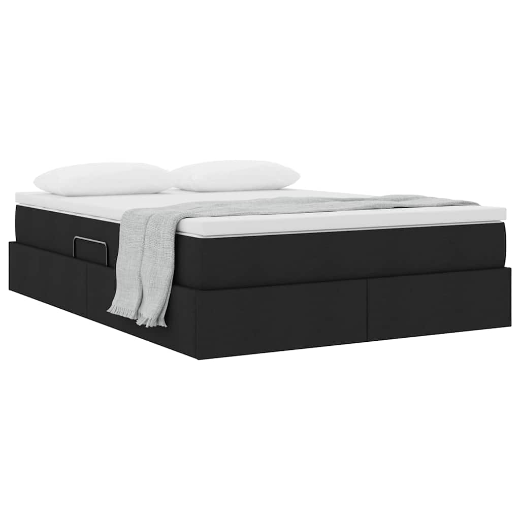 Lit avec rangement et matelas Noir 140 x 190 cm Polyester - XIOS