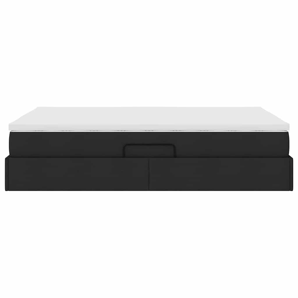 Lit avec rangement et matelas Noir 140 x 190 cm Polyester - XIOS