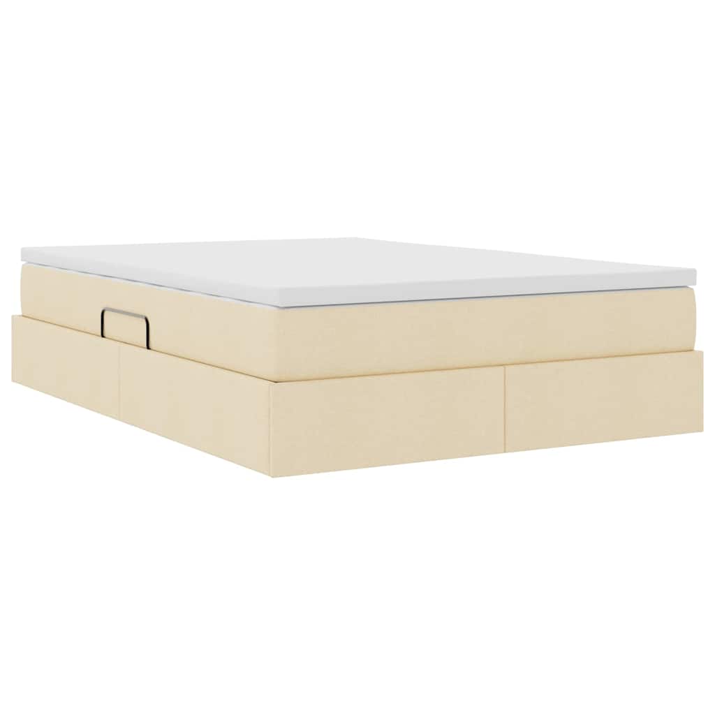 Lit avec rangement et matelas Crème 140 x 190 cm Polyester