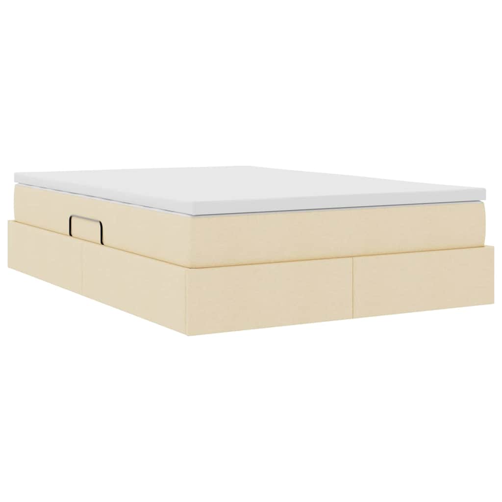 Lit avec rangement et matelas Crème 140 x 190 cm Polyester