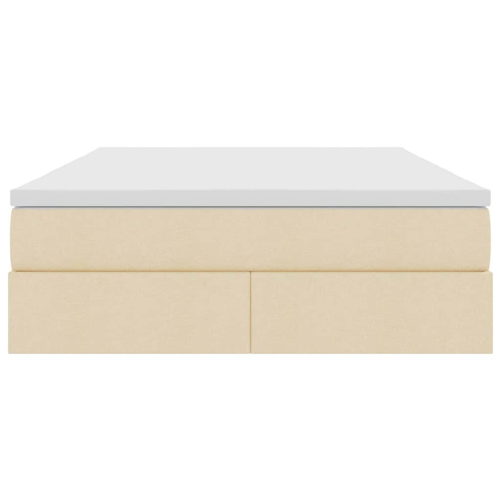 Lit avec rangement et matelas Crème 140 x 190 cm Polyester