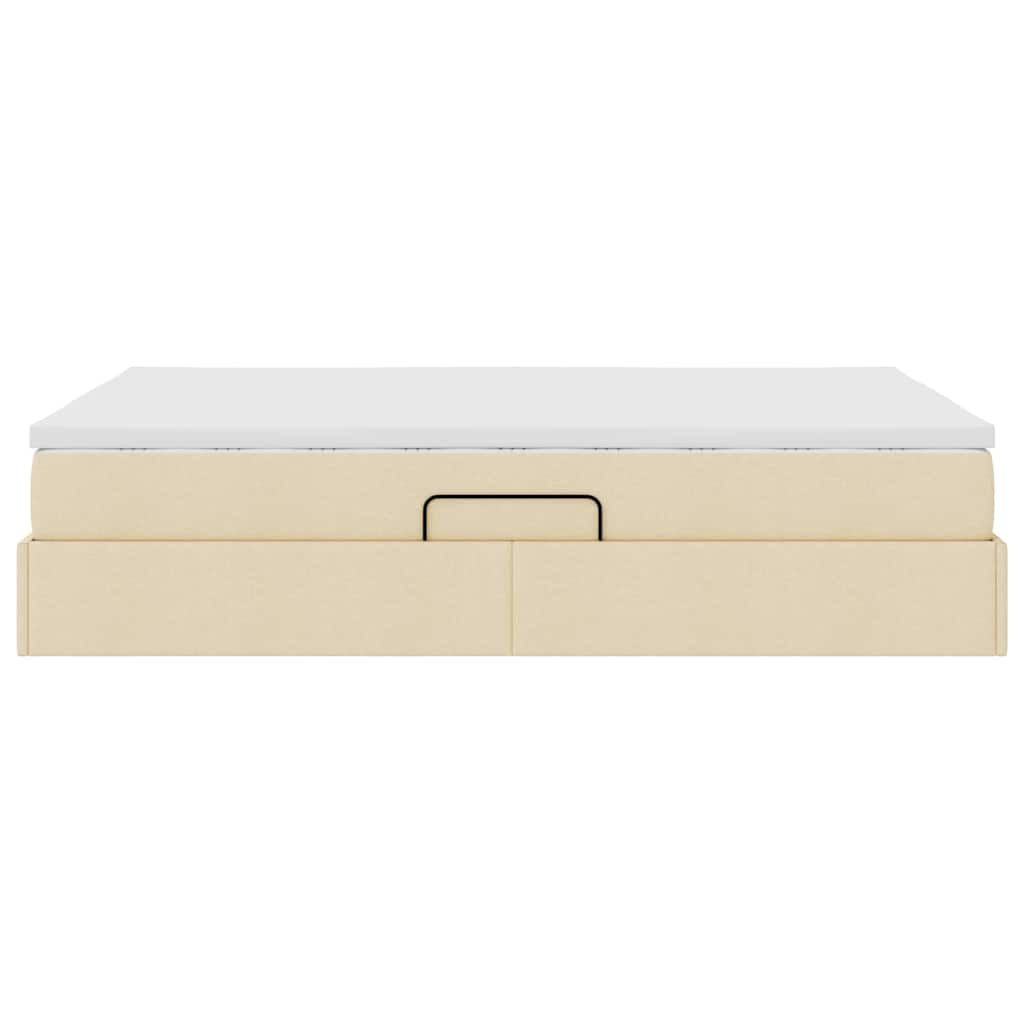 Lit avec rangement et matelas Crème 140 x 190 cm Polyester