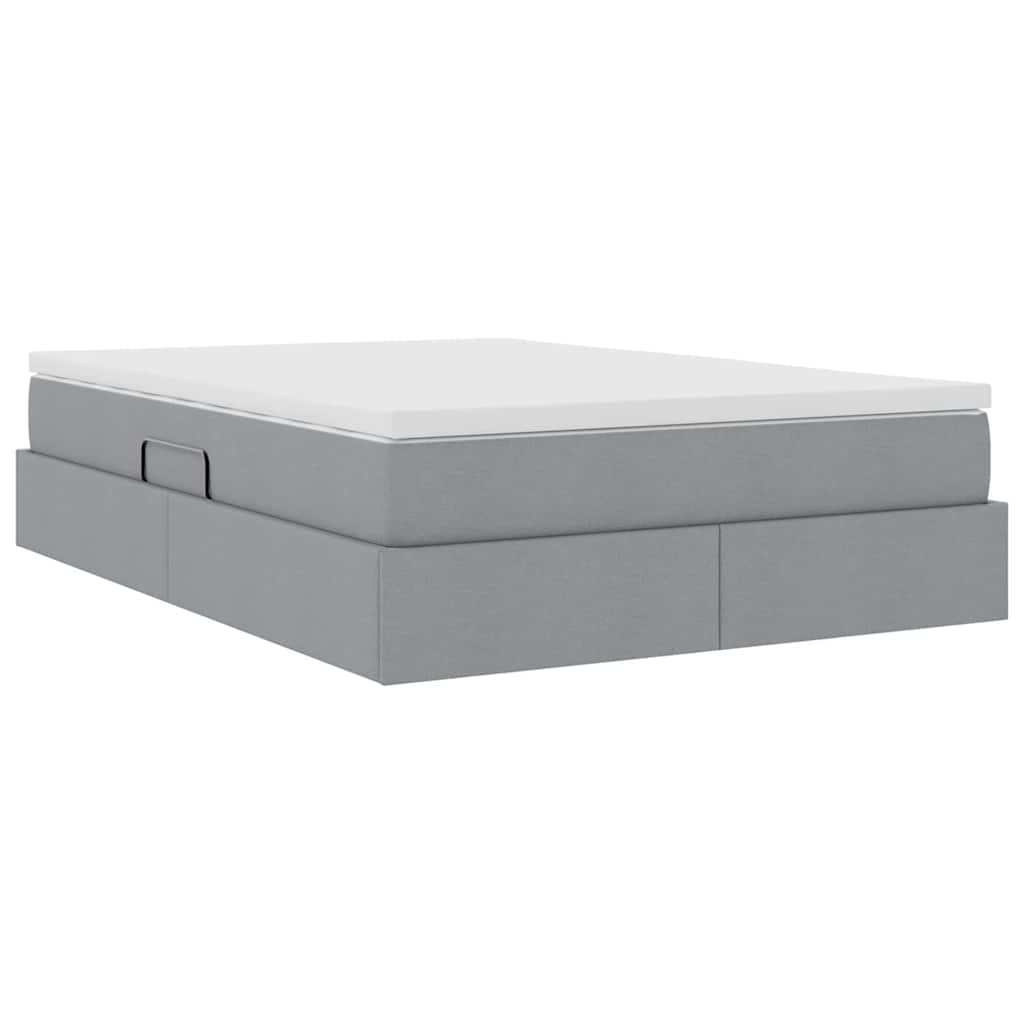 Lit avec rangement et matelas Gris clair 140 x 200 cm Polyester - XIOS