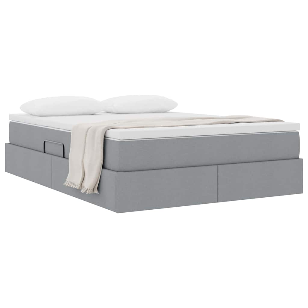 Lit avec rangement et matelas Gris clair 140 x 200 cm Polyester - XIOS