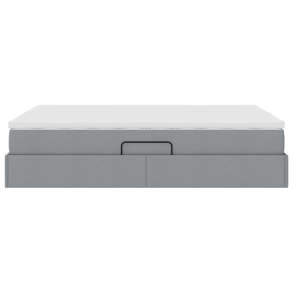 Lit avec rangement et matelas Gris clair 140 x 200 cm Polyester - XIOS