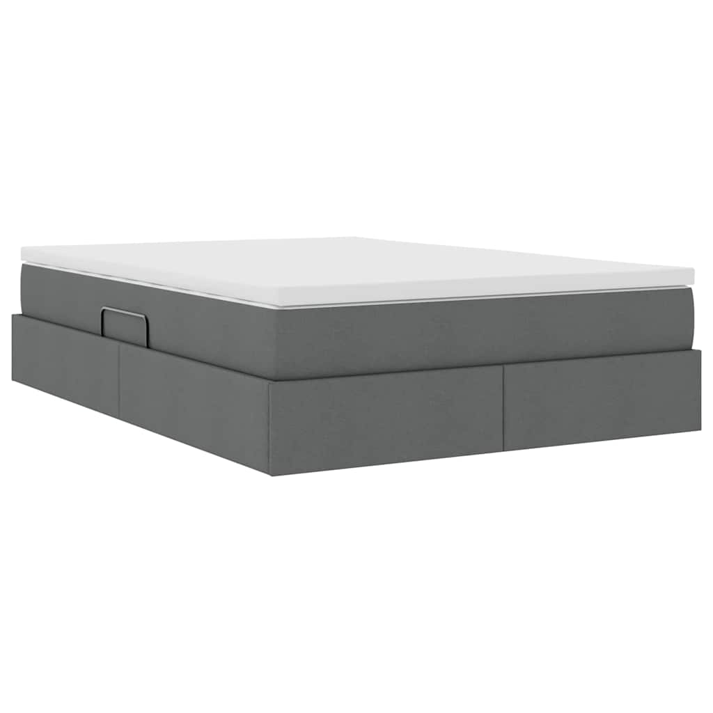 Lit avec rangement et matelas Gris foncé 140 x 200 cm Polyester - XIOS