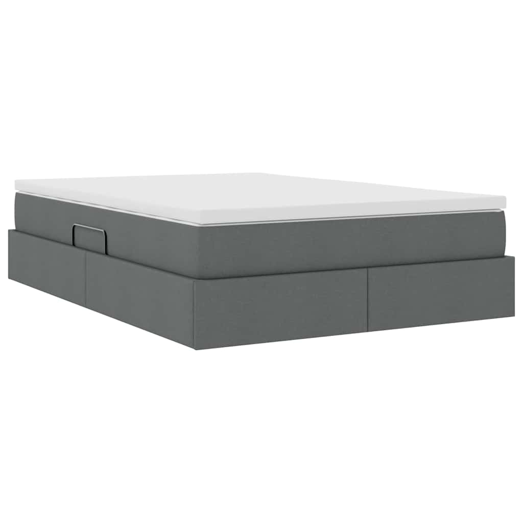 Lit avec rangement et matelas Gris foncé 140 x 200 cm Polyester - XIOS