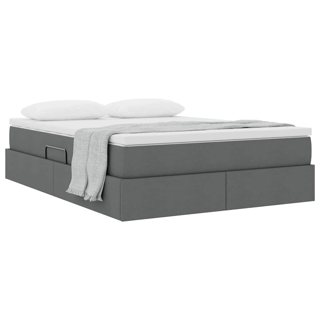 Lit avec rangement et matelas Gris foncé 140 x 200 cm Polyester - XIOS