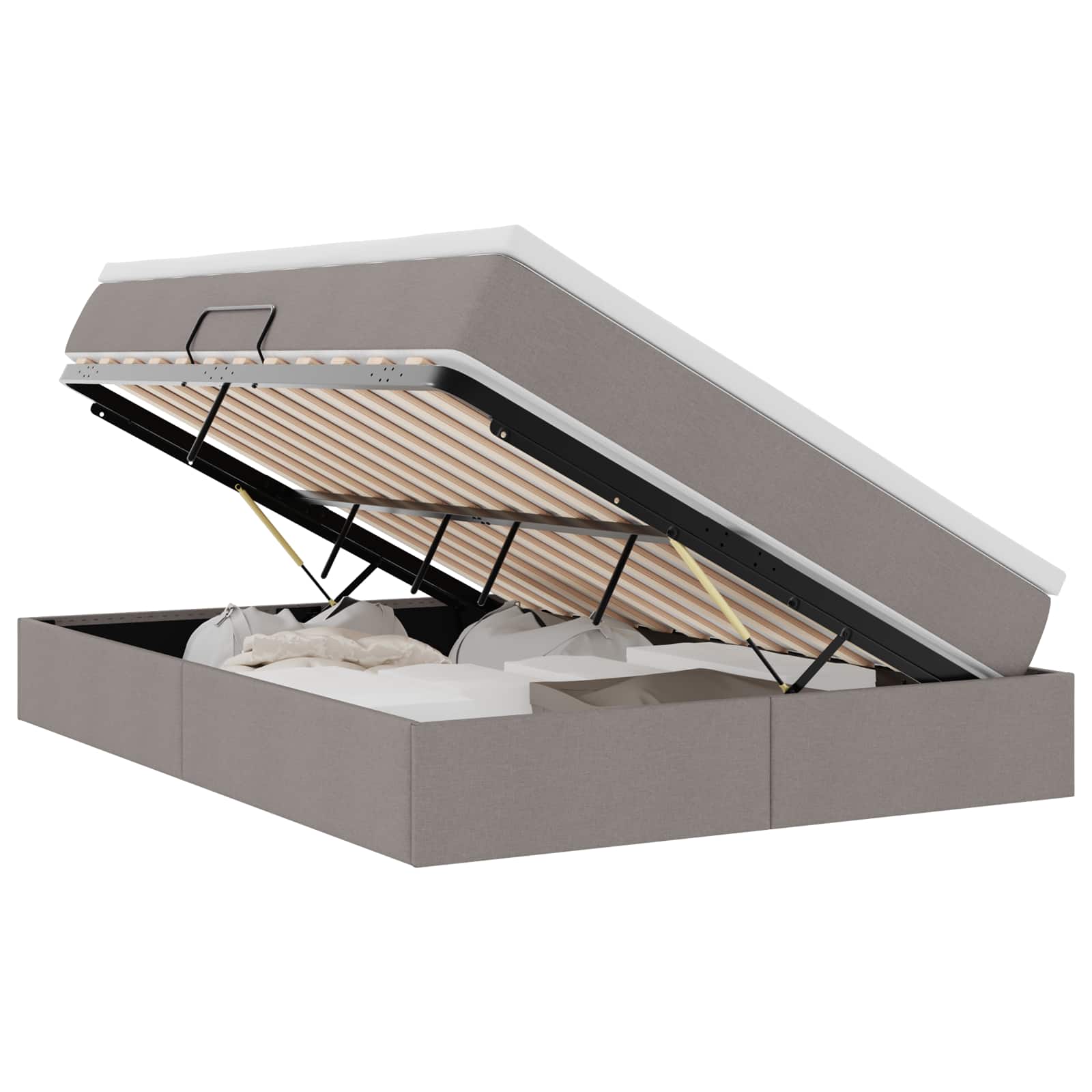 Lit avec rangement et matelas Taupe 140 x 200 cm Polyester - XIOS
