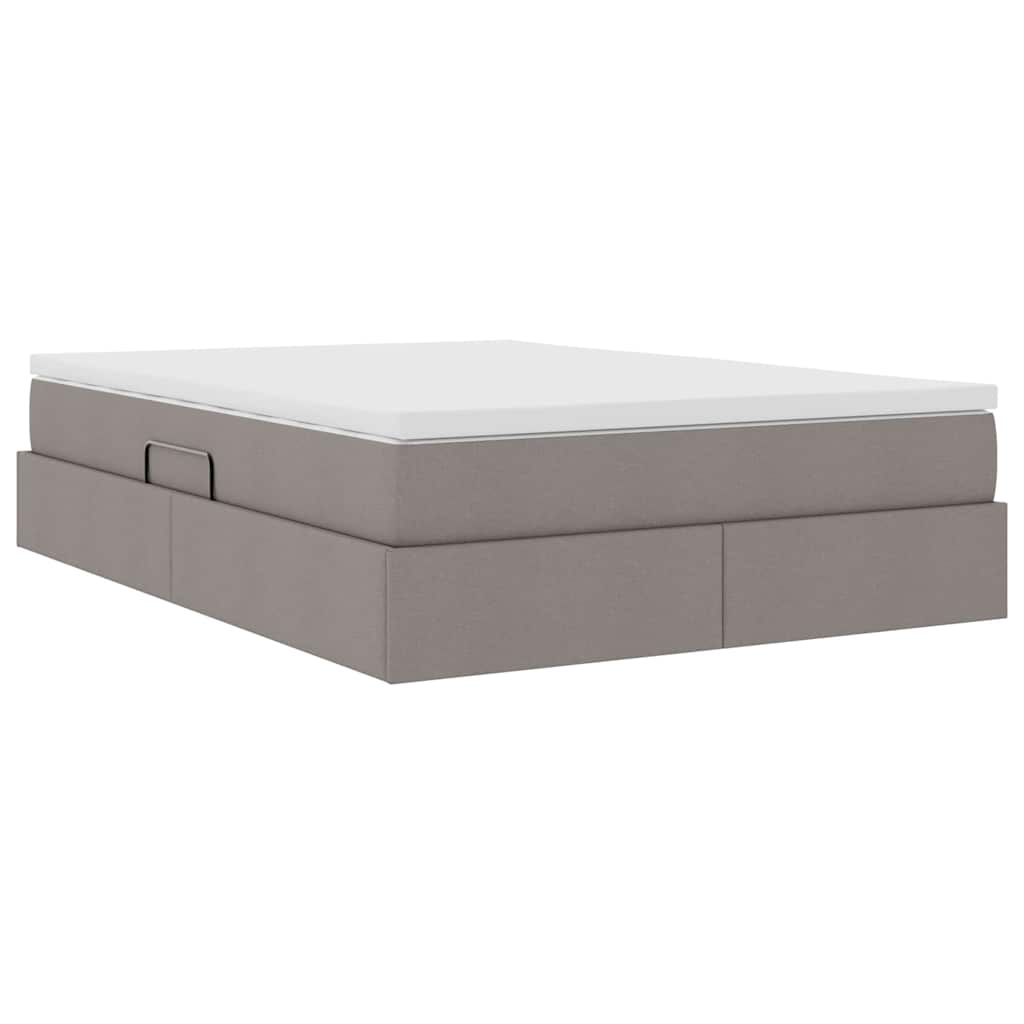 Lit avec rangement et matelas Taupe 140 x 200 cm Polyester - XIOS