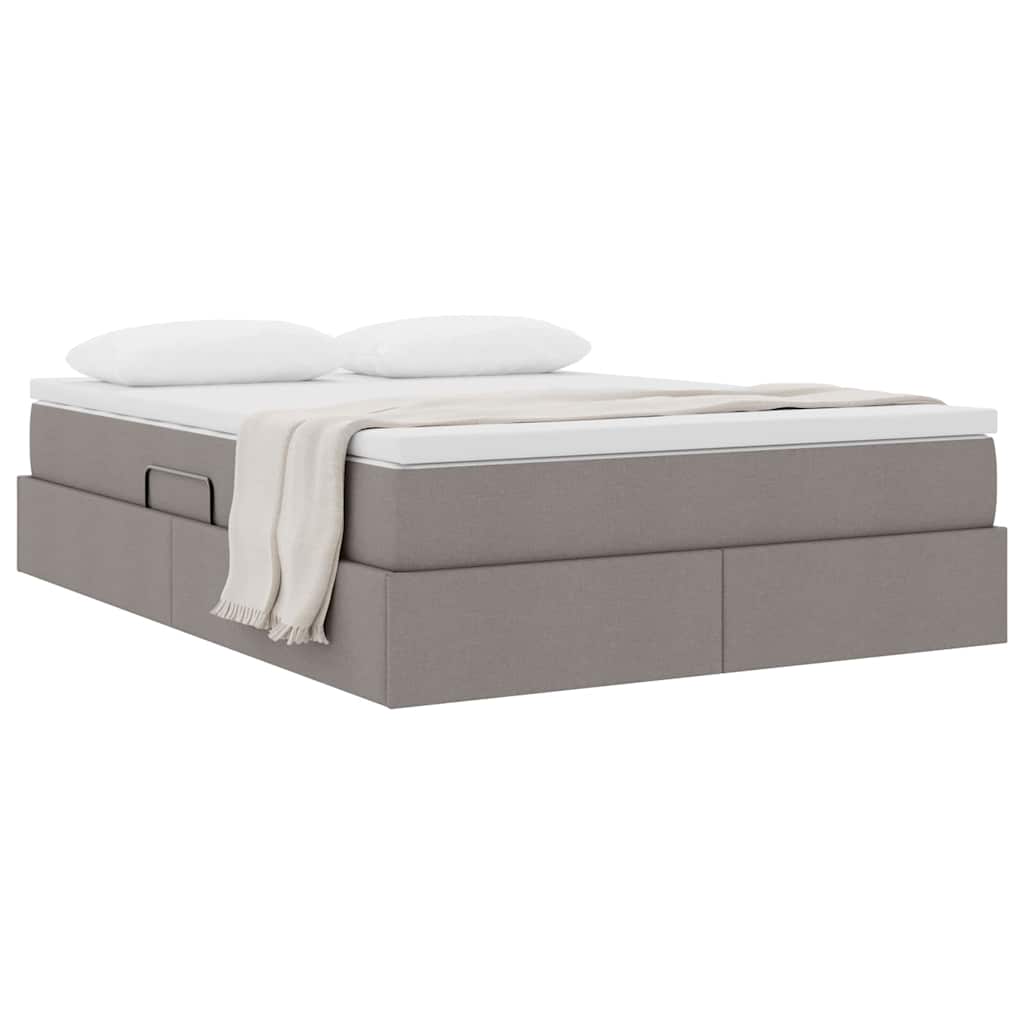 Lit avec rangement et matelas Taupe 140 x 200 cm Polyester - XIOS