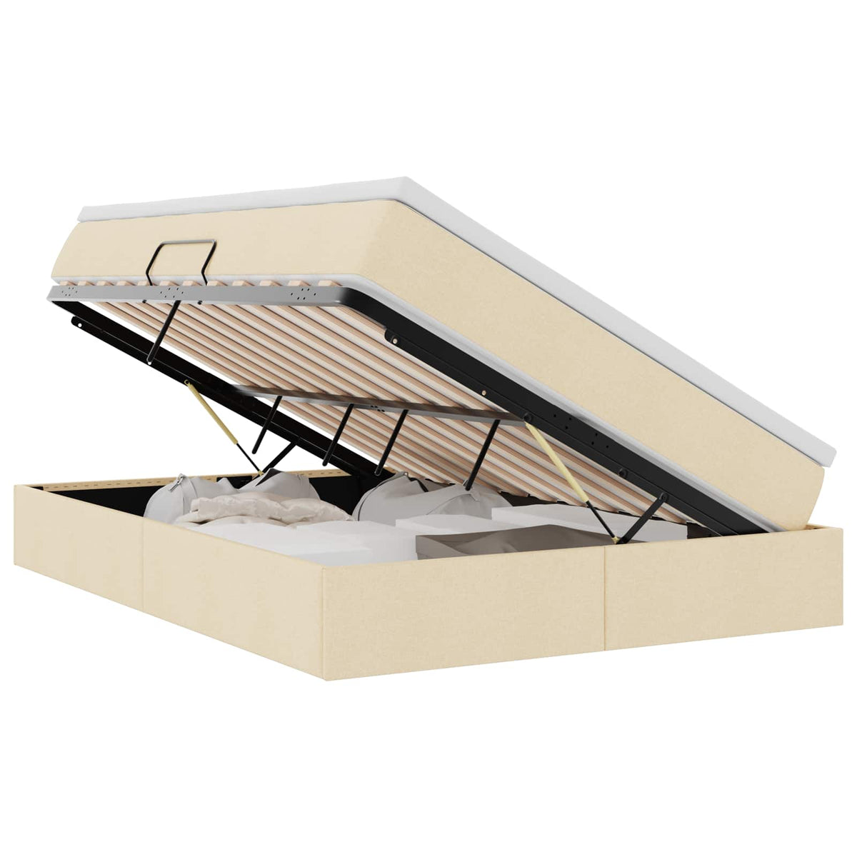 Lit avec rangement et matelas Crème 140 x 200 cm Polyester