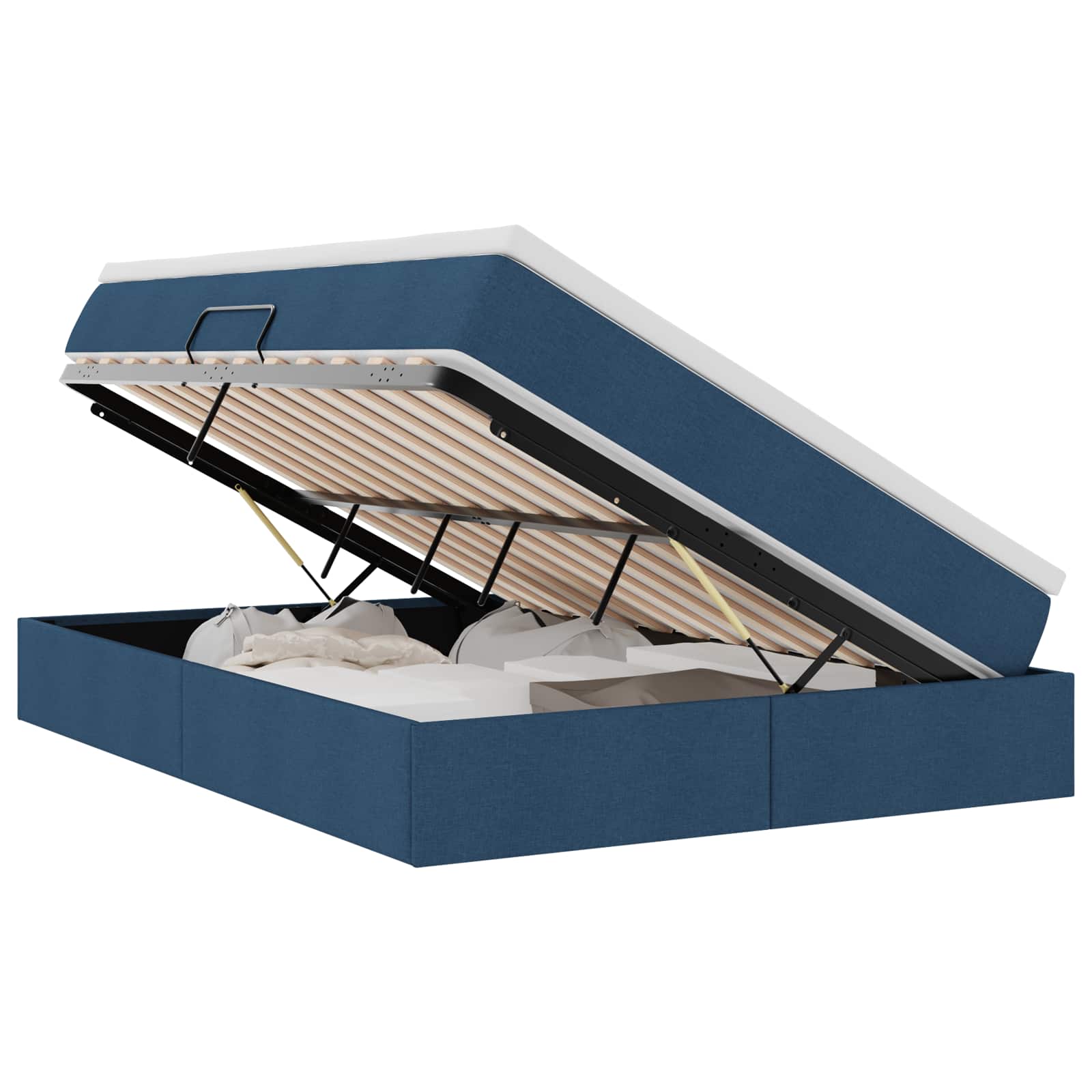 Lit avec rangement et matelas Bleu 140 x 200 cm Polyester - XIOS
