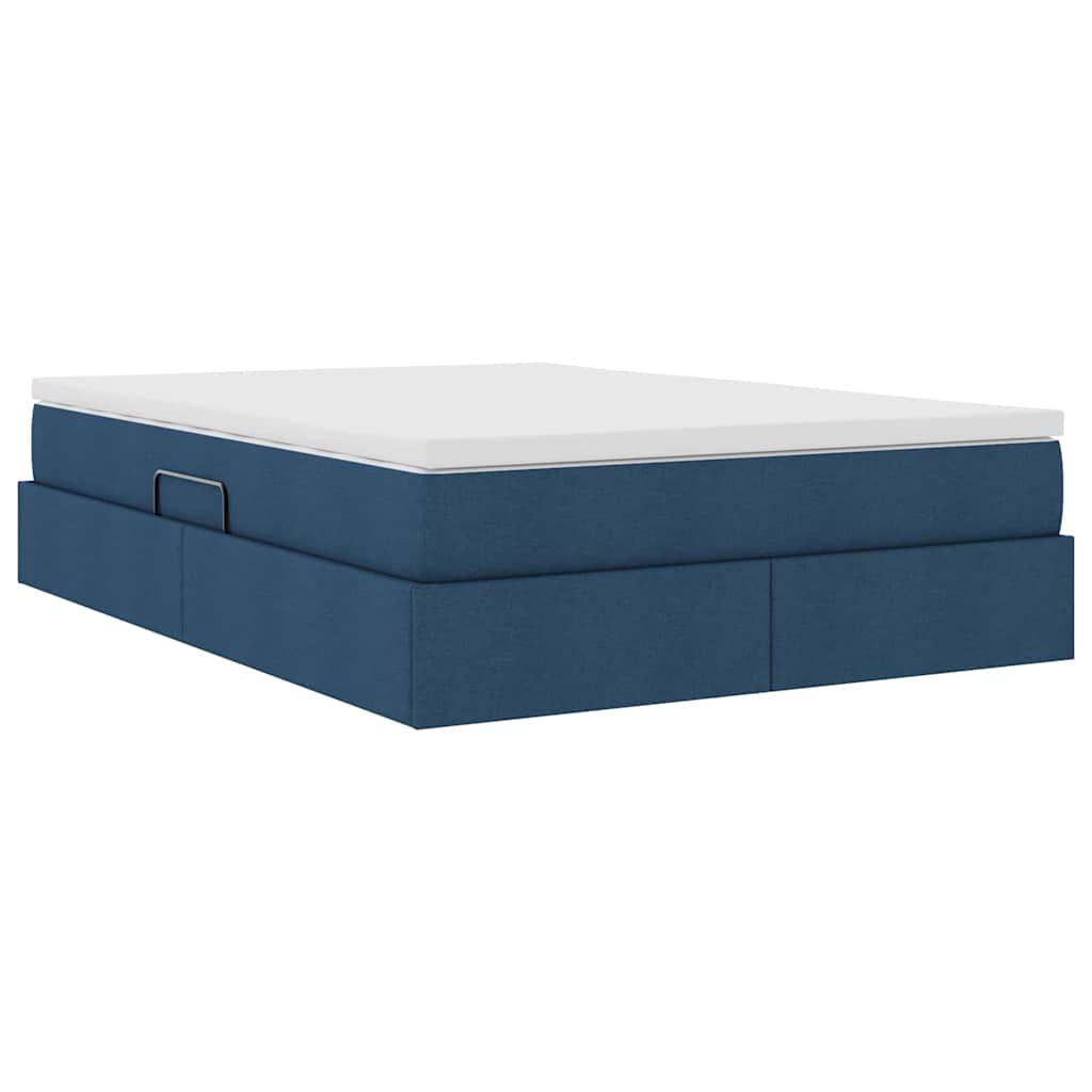 Lit avec rangement et matelas Bleu 140 x 200 cm Polyester - XIOS