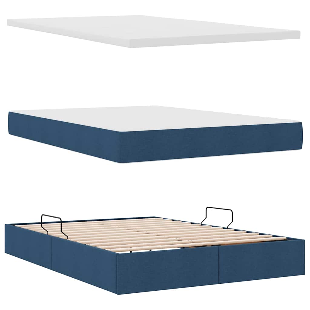 Lit avec rangement et matelas Bleu 140 x 200 cm Polyester - XIOS