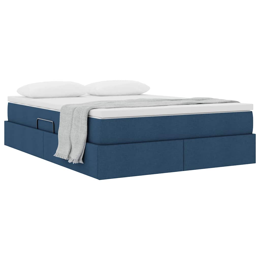 Lit avec rangement et matelas Bleu 140 x 200 cm Polyester - XIOS