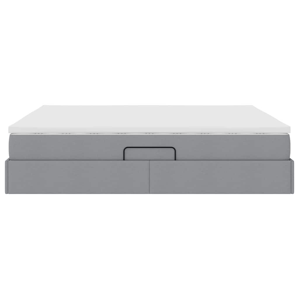 Lit avec rangement et matelas Gris clair 160 x 200 cm Polyester - XIOS
