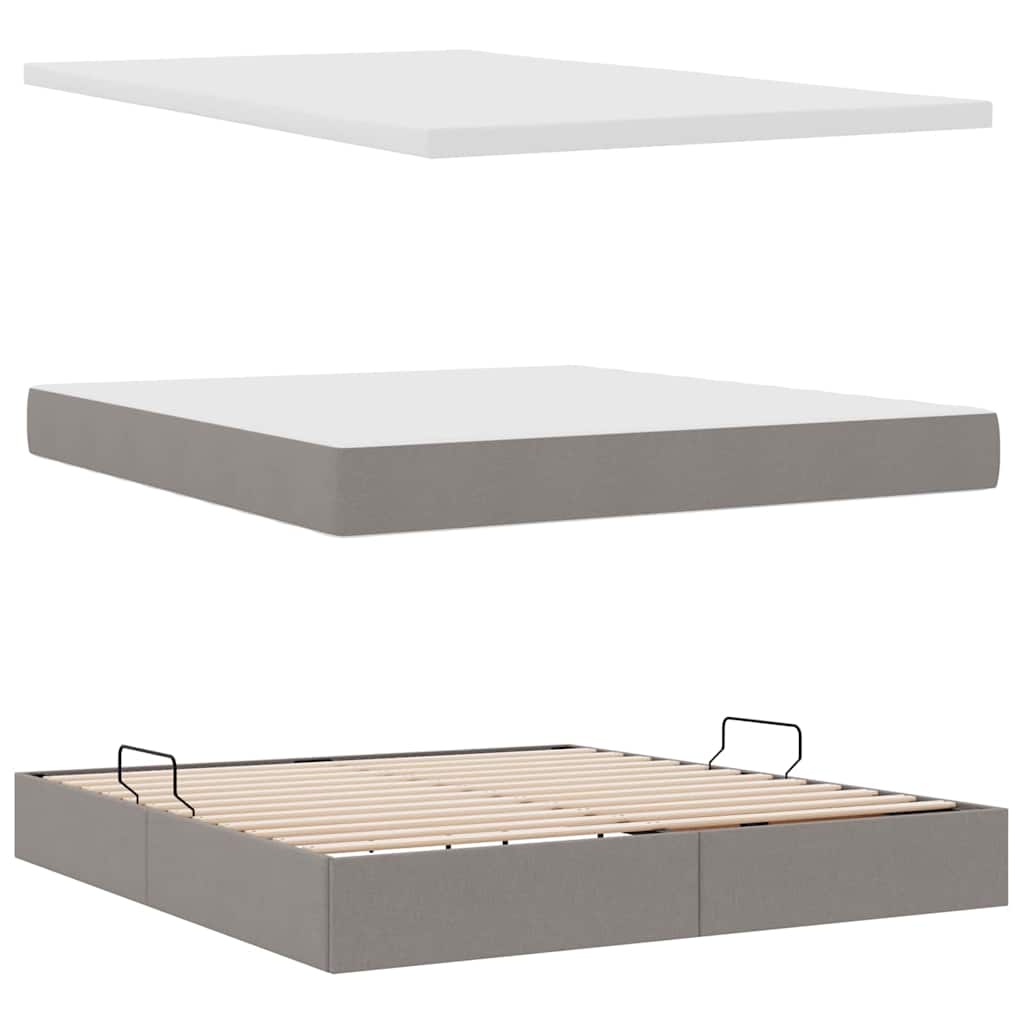 Lit avec rangement et matelas Taupe 160 x 200 cm Polyester - XIOS