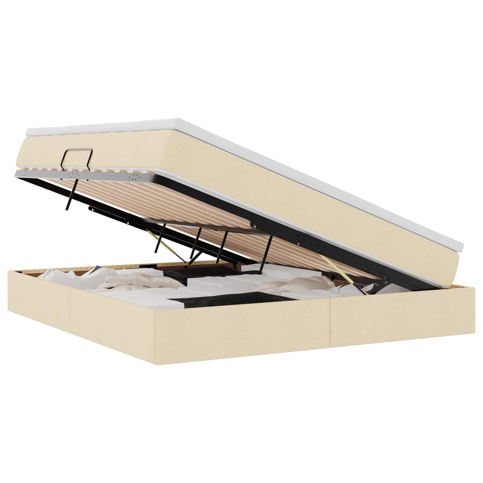 Lit avec rangement et matelas Crème 160 x 200 cm Polyester - XIOS