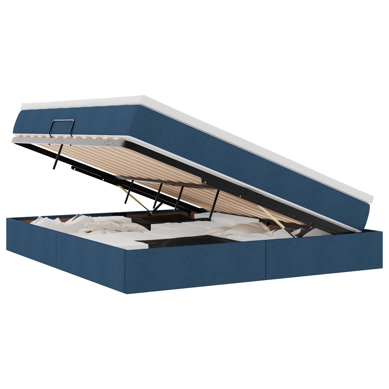 Lit avec rangement et matelas Bleu 160 x 200 cm Polyester - XIOS
