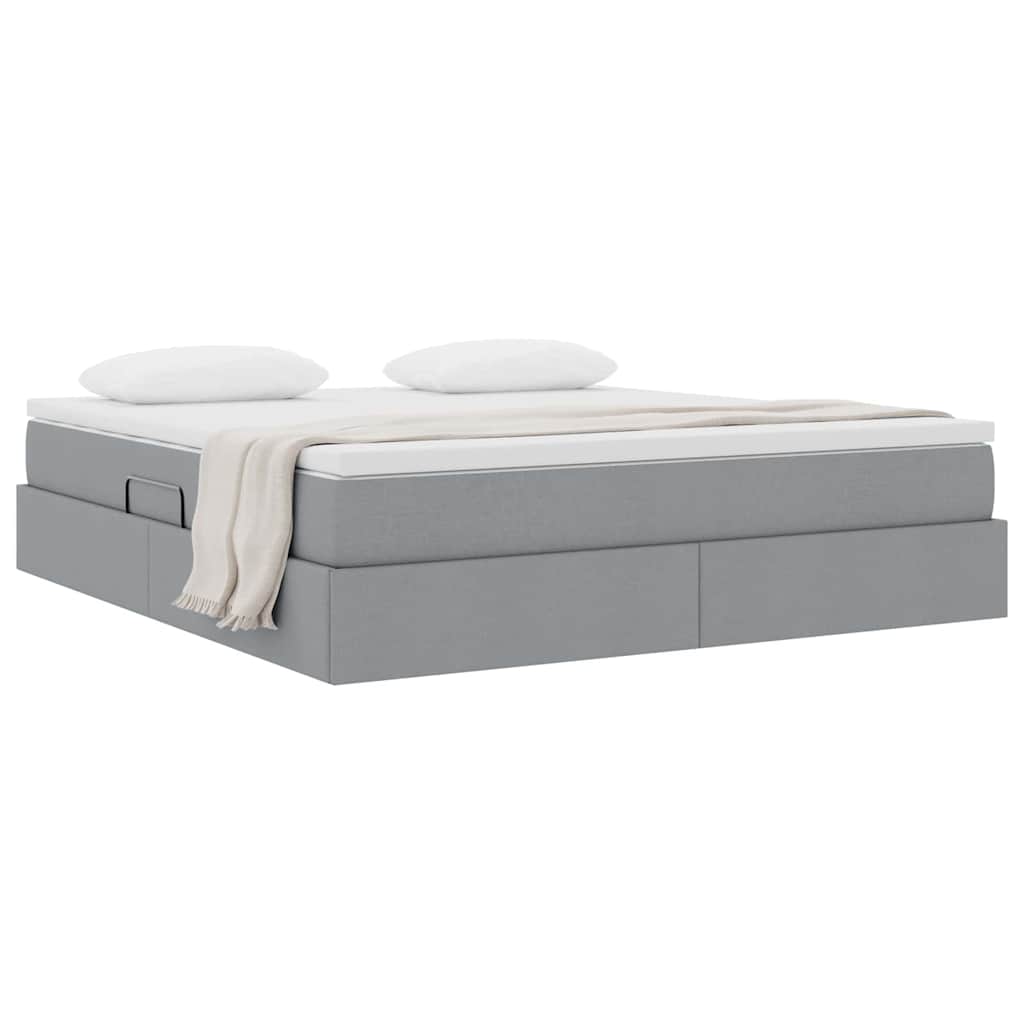 Lit avec rangement et matelas Gris clair 180 x 200 cm Polyester - XIOS