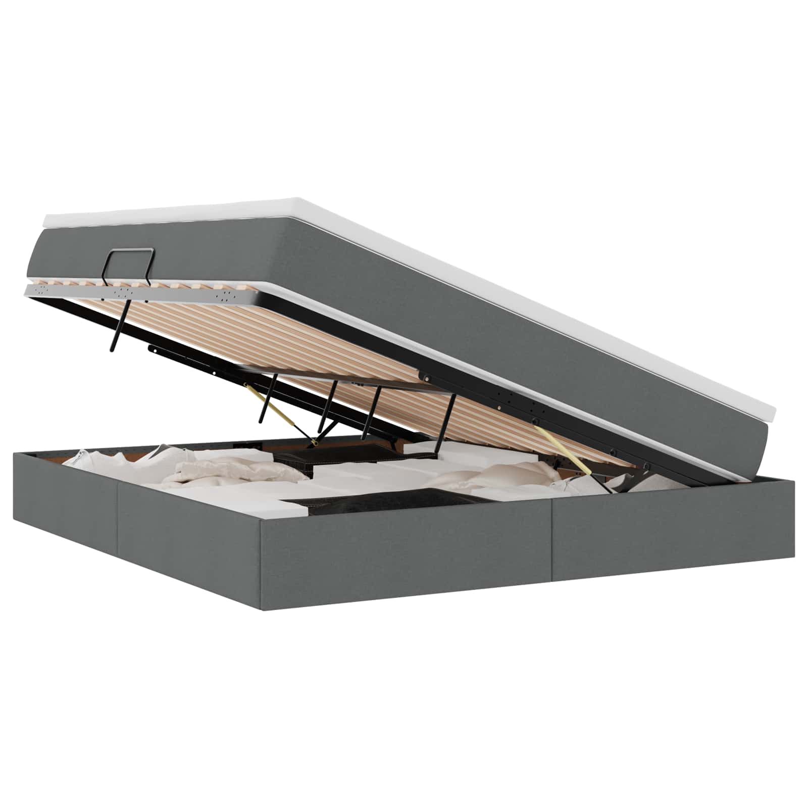 Lit avec rangement et matelas Gris foncé 180 x 200 cm Polyester - XIOS