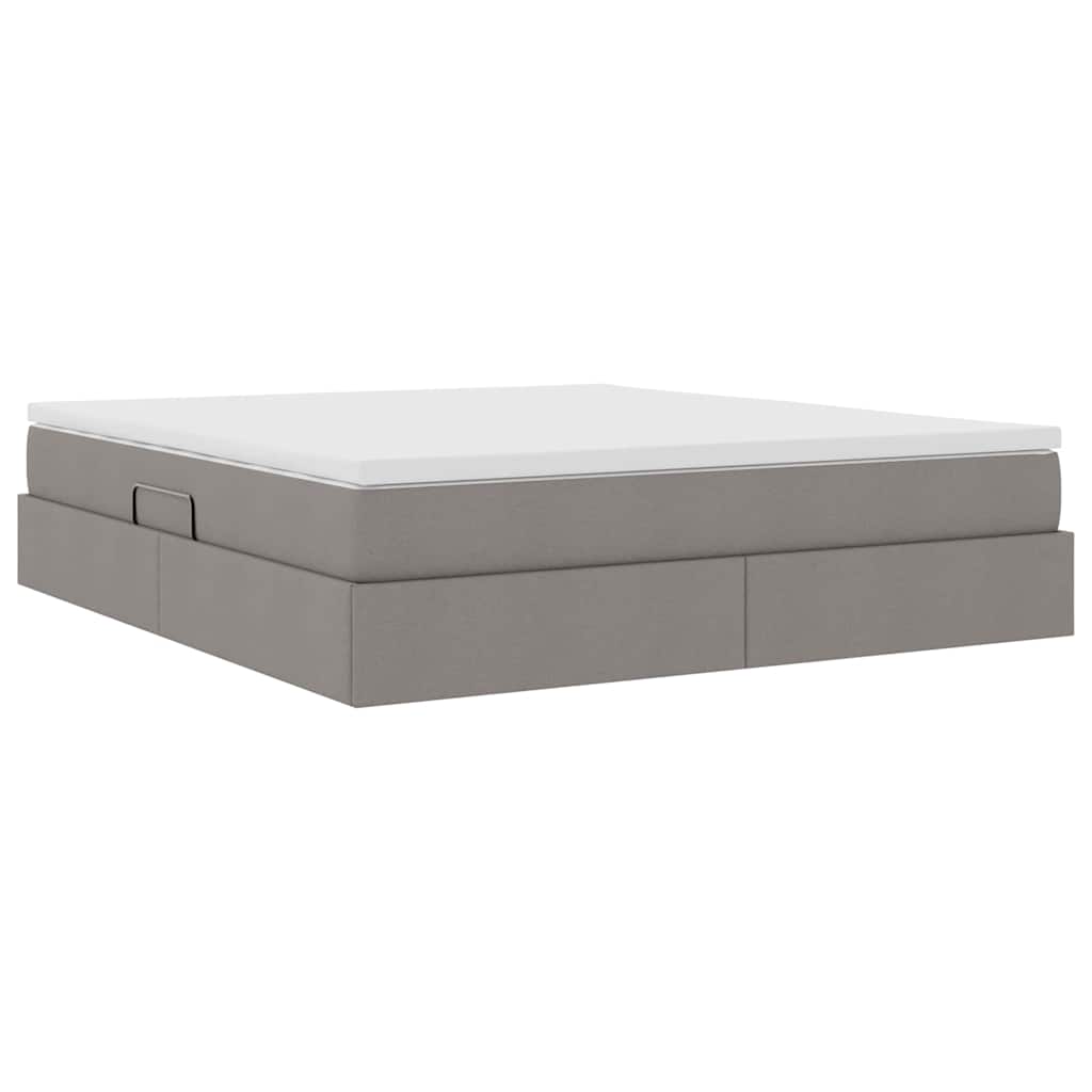 Lit avec rangement et matelas Taupe 180 x 200 cm Polyester - XIOS