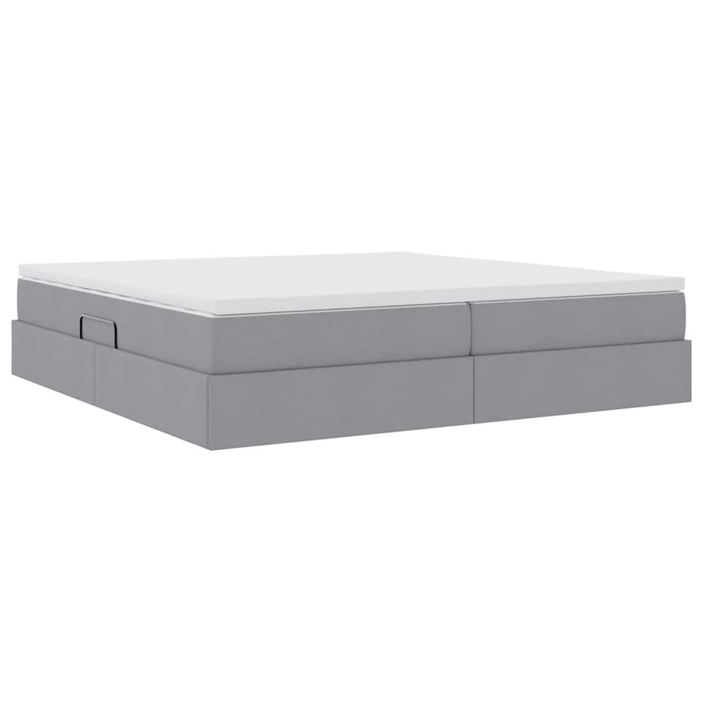 Lit avec rangement et matelas Gris clair 200 x 200 cm Polyester - XIOS