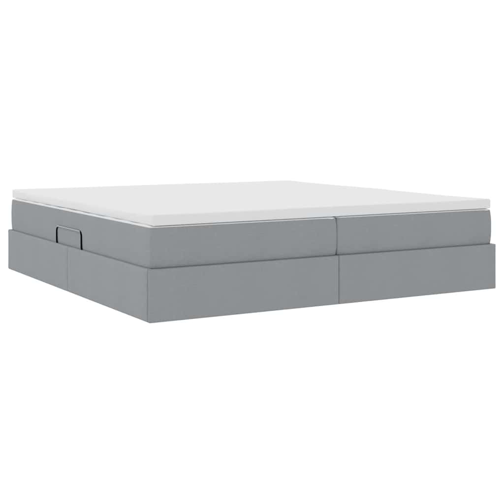 Lit avec rangement et matelas Gris clair 200 x 200 cm Polyester - XIOS