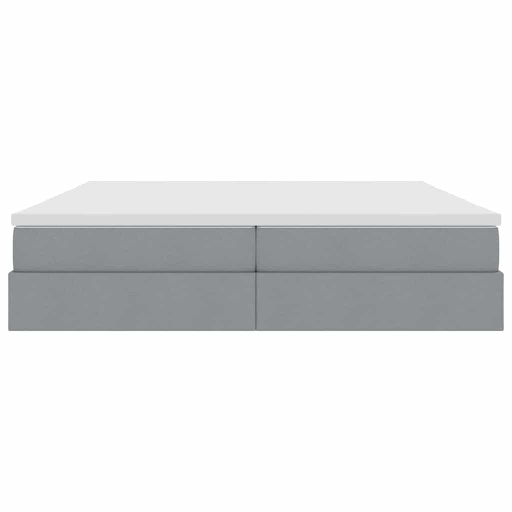 Lit avec rangement et matelas Gris clair 200 x 200 cm Polyester - XIOS