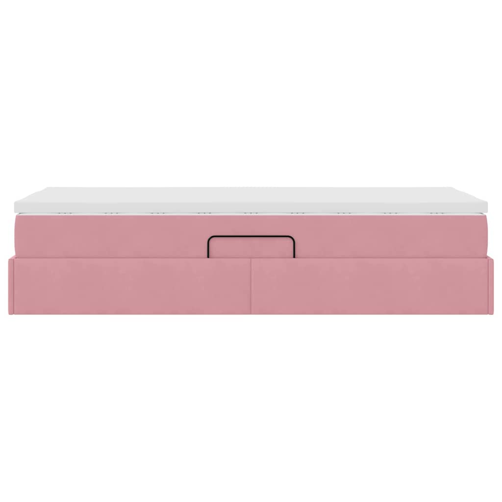 Lit avec rangement et matelas Rose 90 x 190 cm Velours
