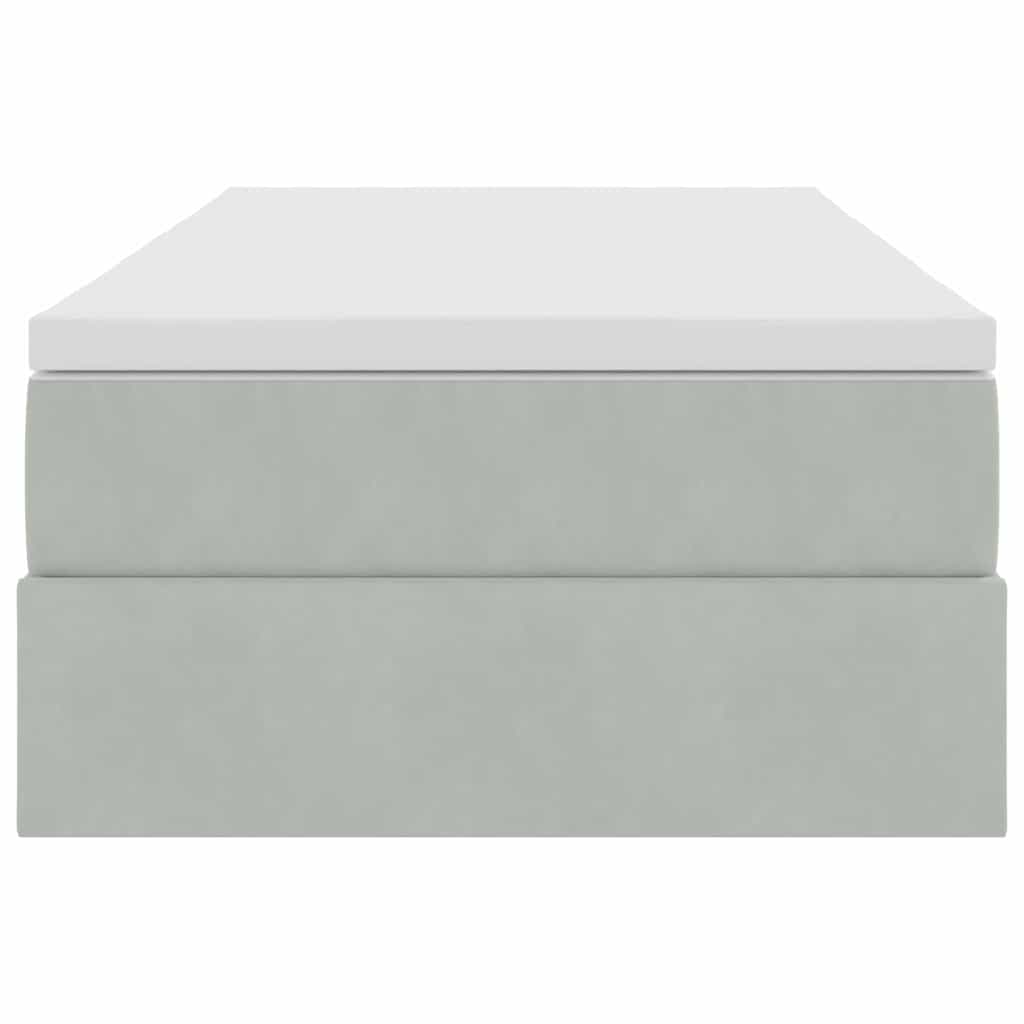 Lit avec rangement et matelas Gris clair 90 x 200 cm Velours - XIOS