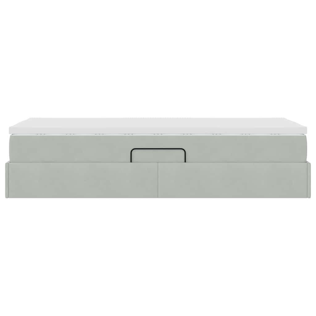 Lit avec rangement et matelas Gris clair 90 x 200 cm Velours - XIOS
