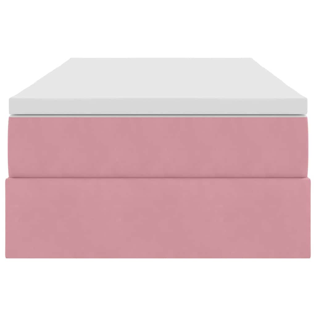 Lit avec rangement et matelas Rose 90 x 200 cm Velours - XIOS