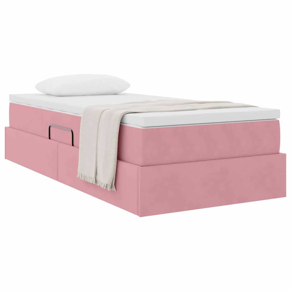 Lit avec rangement et matelas Rose 90 x 200 cm Velours - XIOS