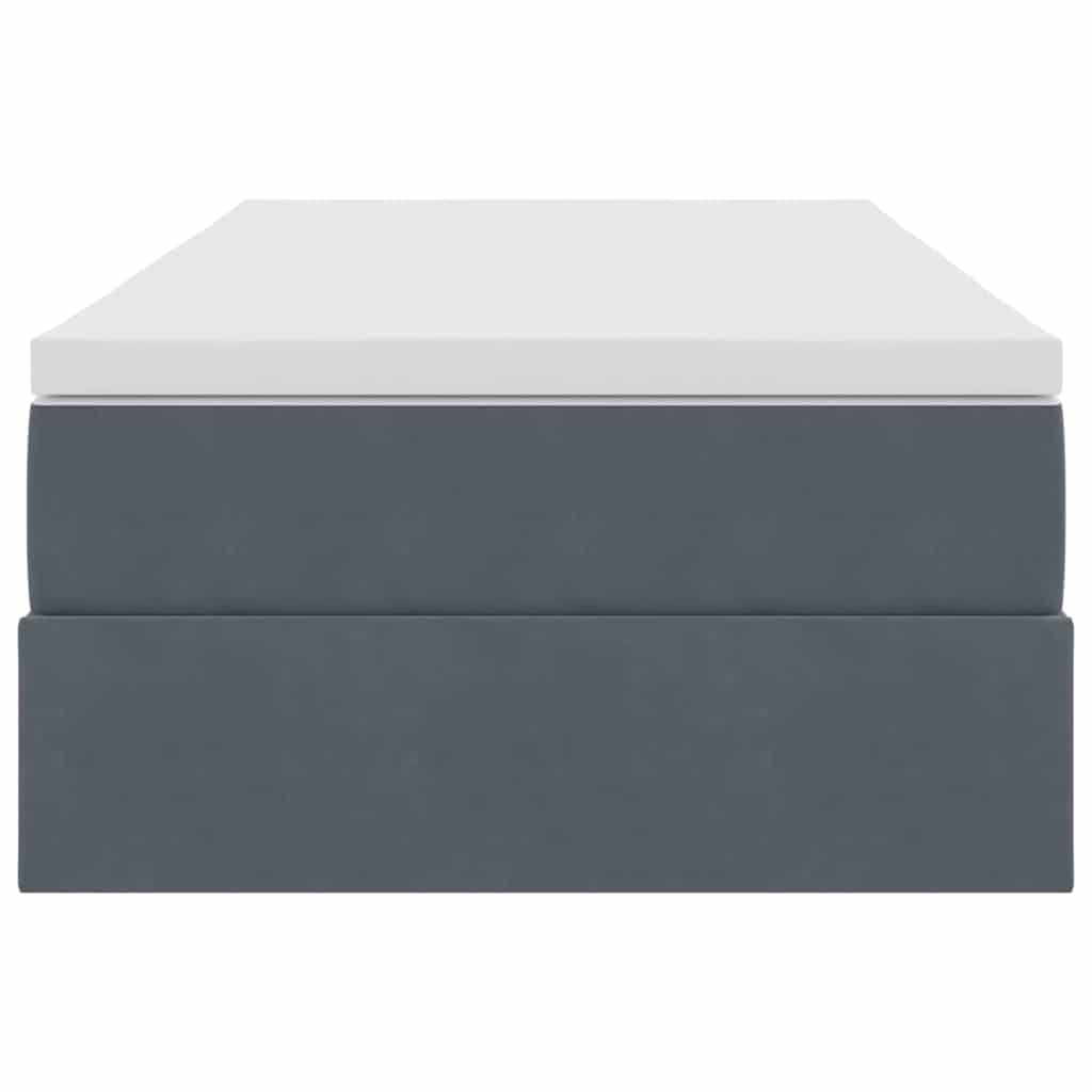 Lit avec rangement et matelas Gris foncé 100 x 200 cm Velours - XIOS