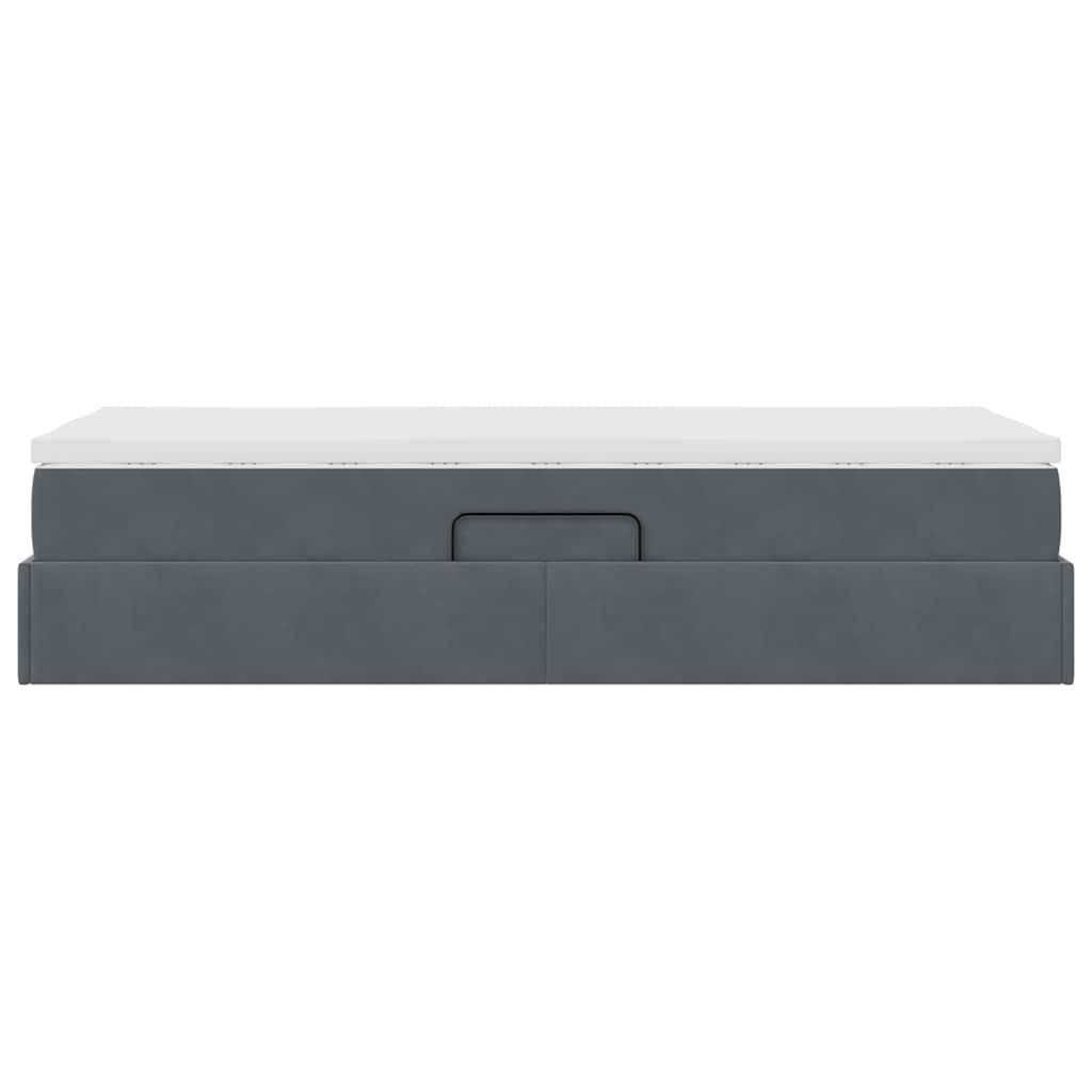 Lit avec rangement et matelas Gris foncé 100 x 200 cm Velours - XIOS