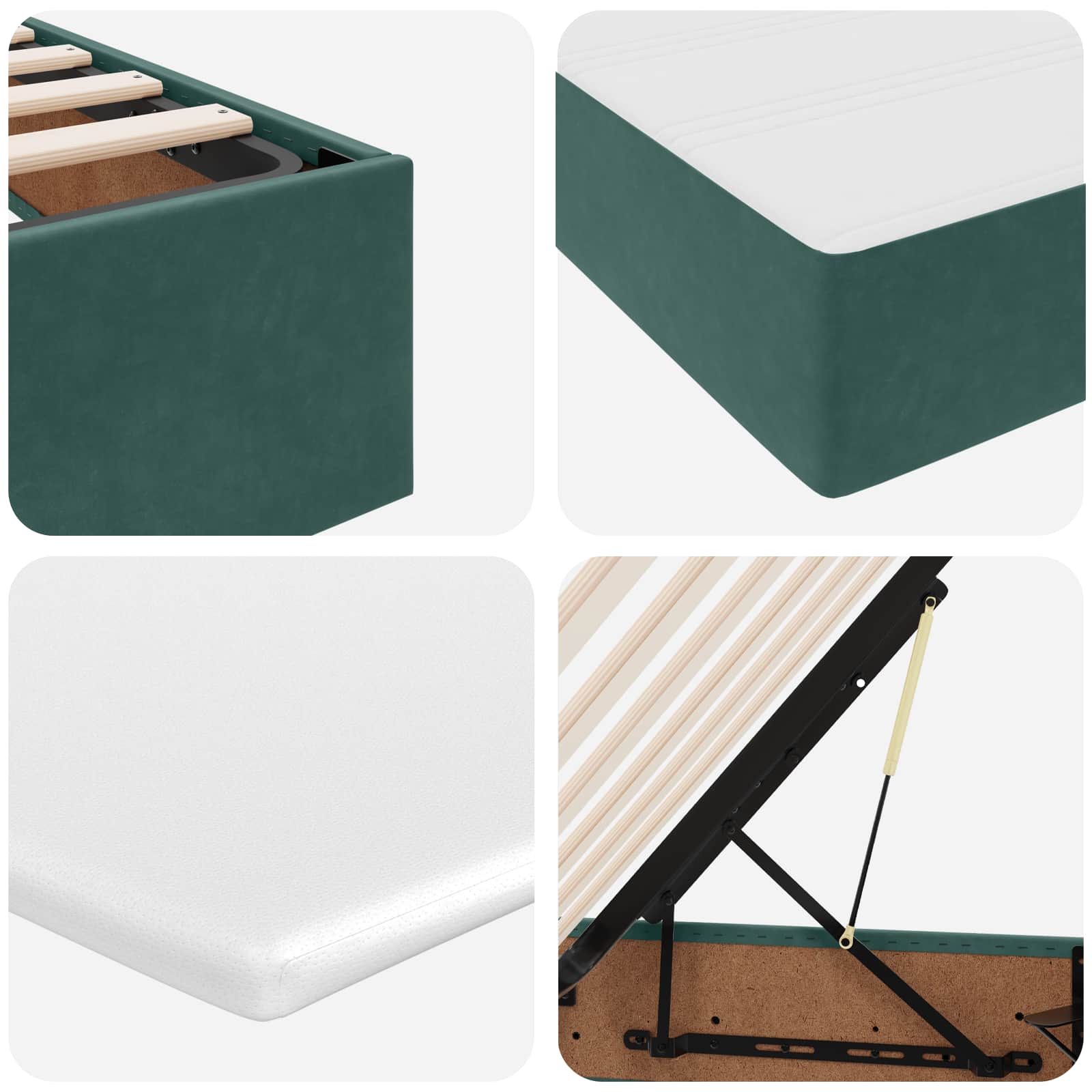 Lit avec rangement et matelas Vert foncé 100 x 200 cm Velours - XIOS