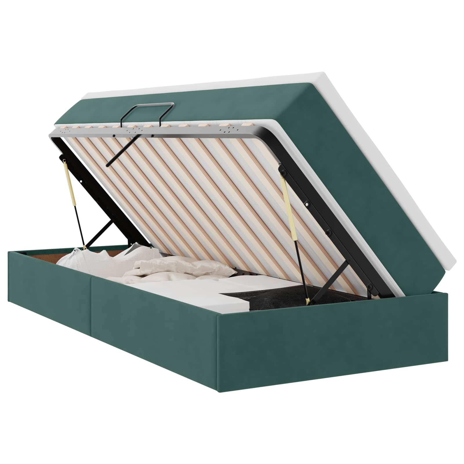 Lit avec rangement et matelas Vert foncé 100 x 200 cm Velours - XIOS