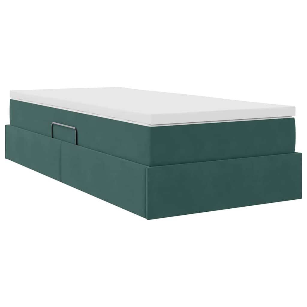 Lit avec rangement et matelas Vert foncé 100 x 200 cm Velours - XIOS